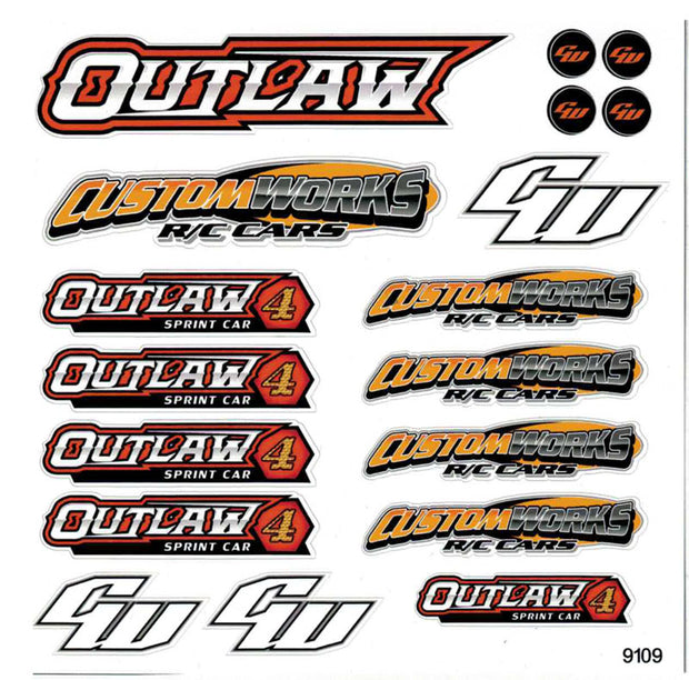 Custom Works 9109 OUTLAW 4 DECAL SHEET